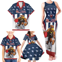 Custom United States Basketball Family Matching Tank Maxi Dress and Hawaiian Shirt USA Eagle Mascot Style