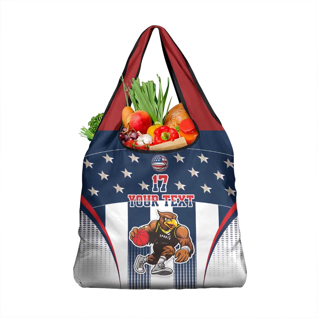 Custom United States Basketball Grocery Bag USA Eagle Mascot Style