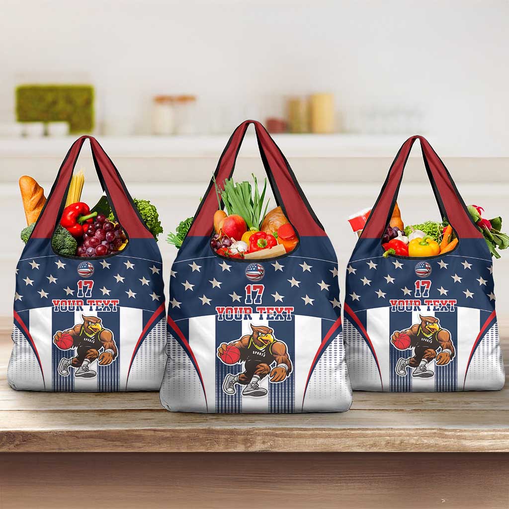 Custom United States Basketball Grocery Bag USA Eagle Mascot Style