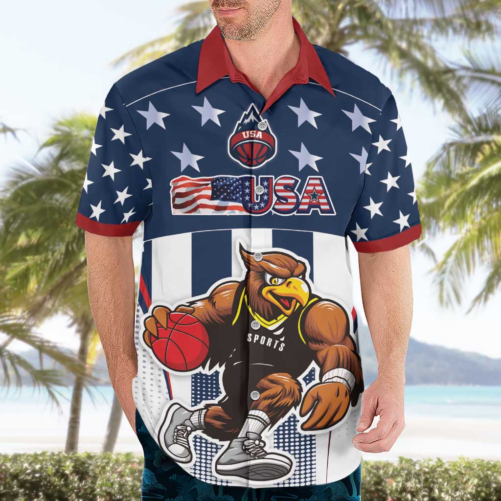Custom United States Basketball Hawaiian Shirt USA Eagle Mascot Style