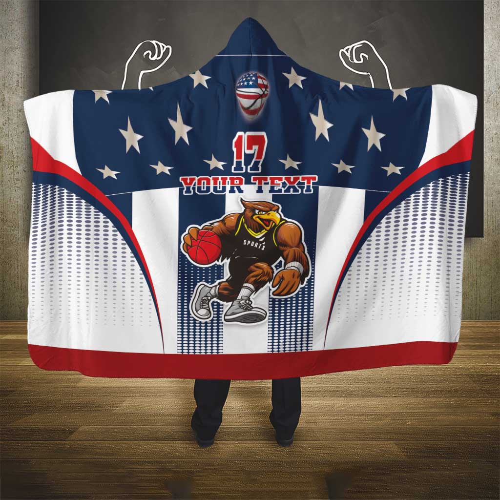 Custom United States Basketball Hooded Blanket USA Eagle Mascot Style