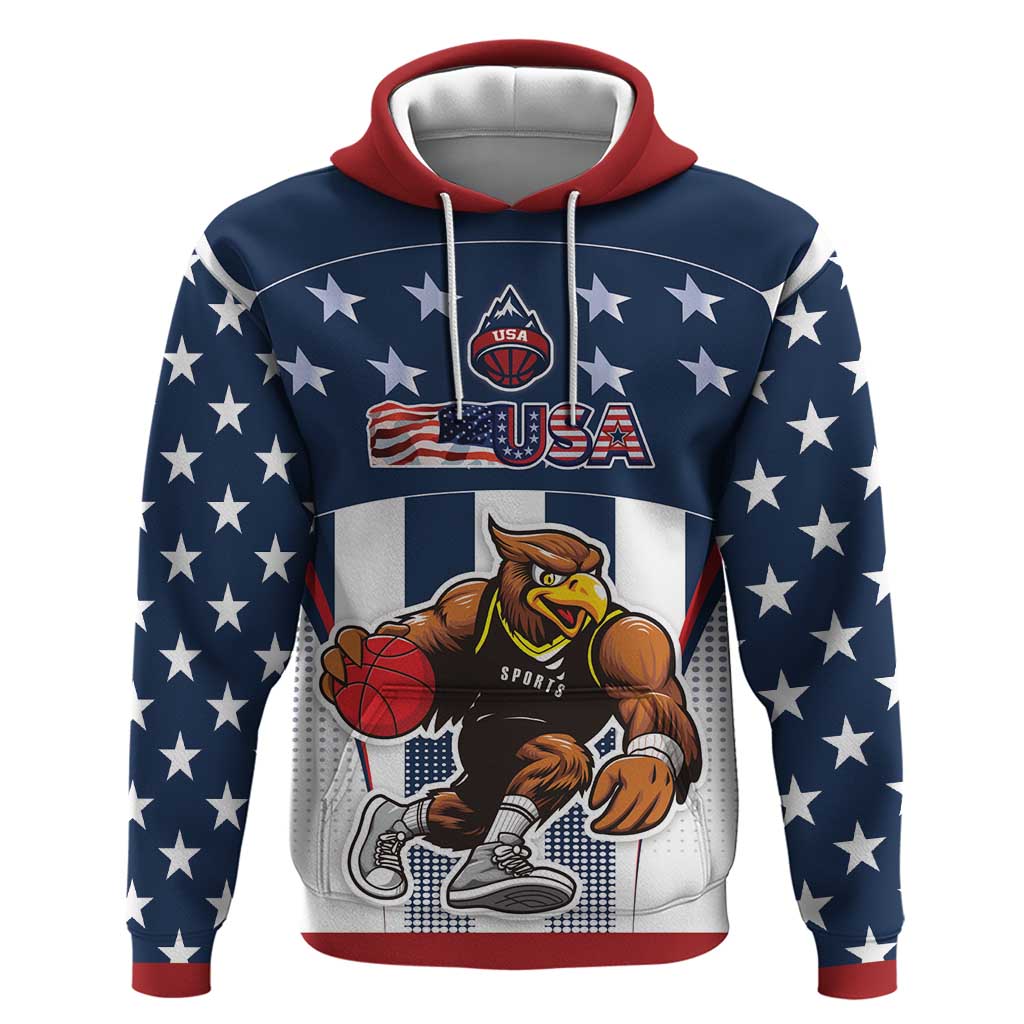 Custom United States Basketball Hoodie USA Eagle Mascot Style