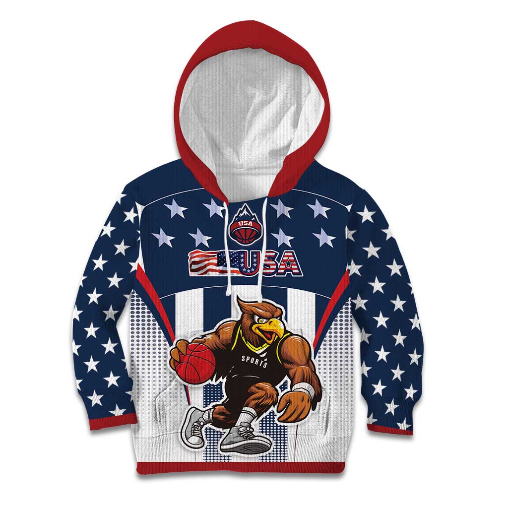 Custom United States Basketball Kid Hoodie USA Eagle Mascot Style