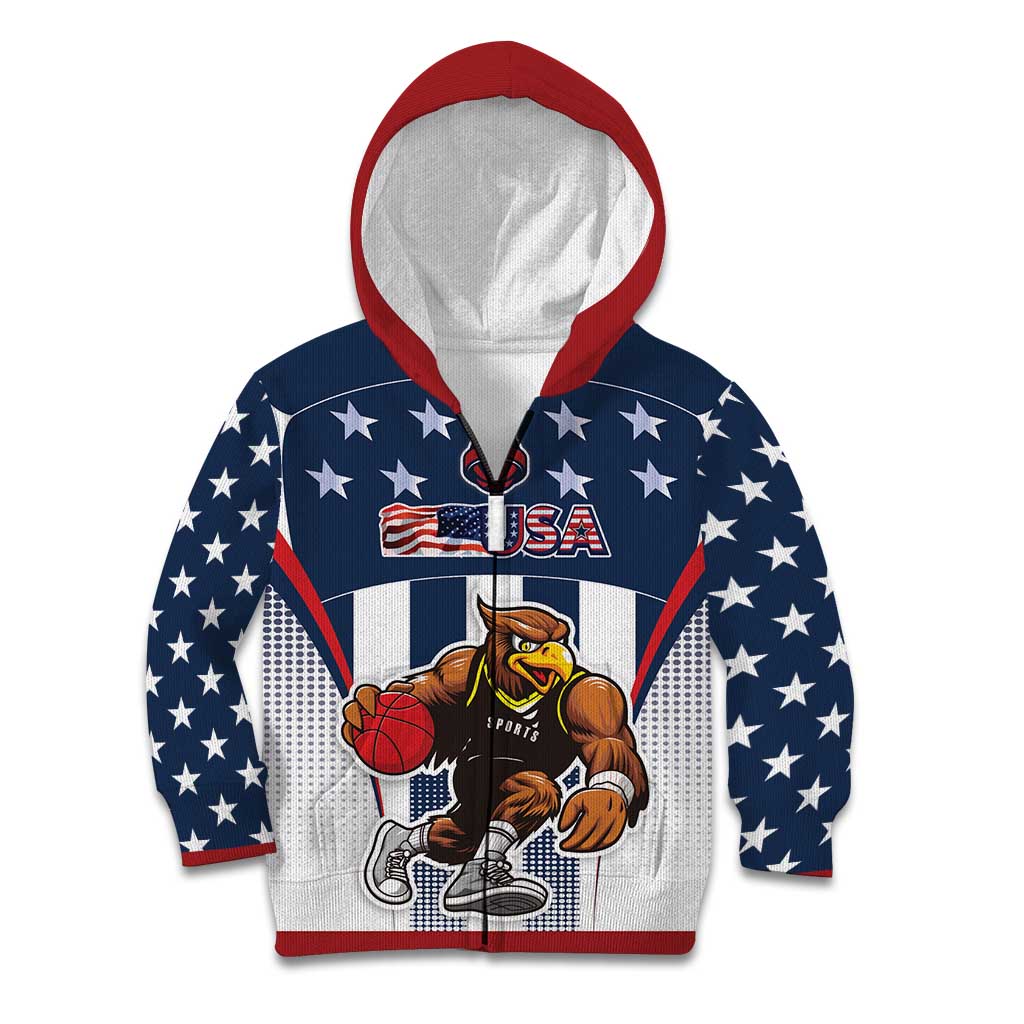 Custom United States Basketball Kid Hoodie USA Eagle Mascot Style