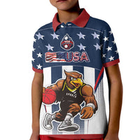 Custom United States Basketball Kid Polo Shirt USA Eagle Mascot Style