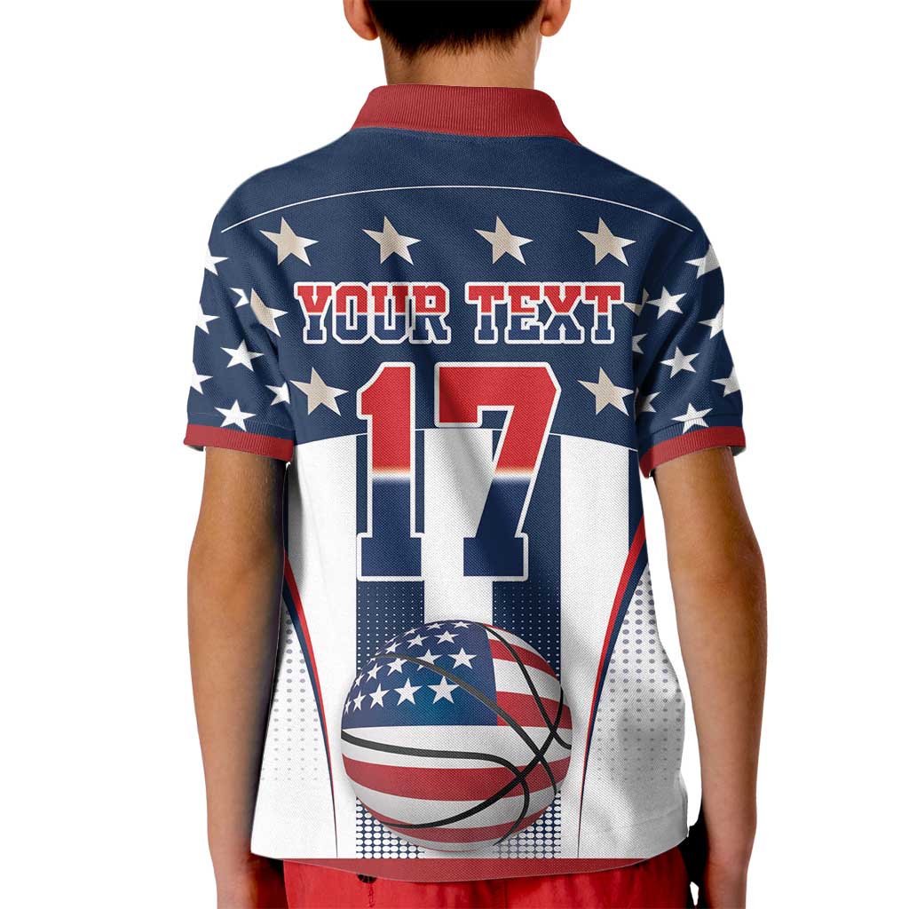 Custom United States Basketball Kid Polo Shirt USA Eagle Mascot Style