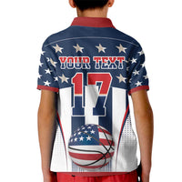 Custom United States Basketball Kid Polo Shirt USA Eagle Mascot Style