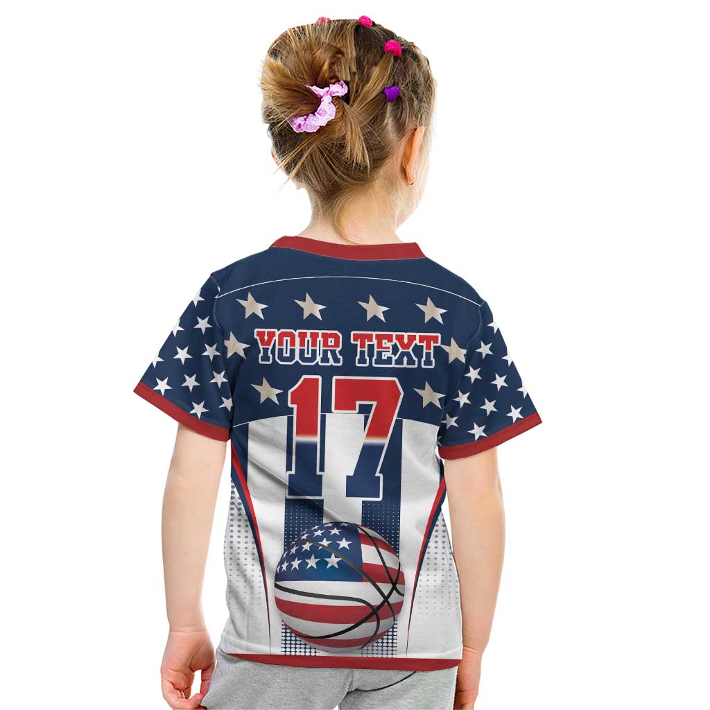 Custom United States Basketball Kid T Shirt USA Eagle Mascot Style