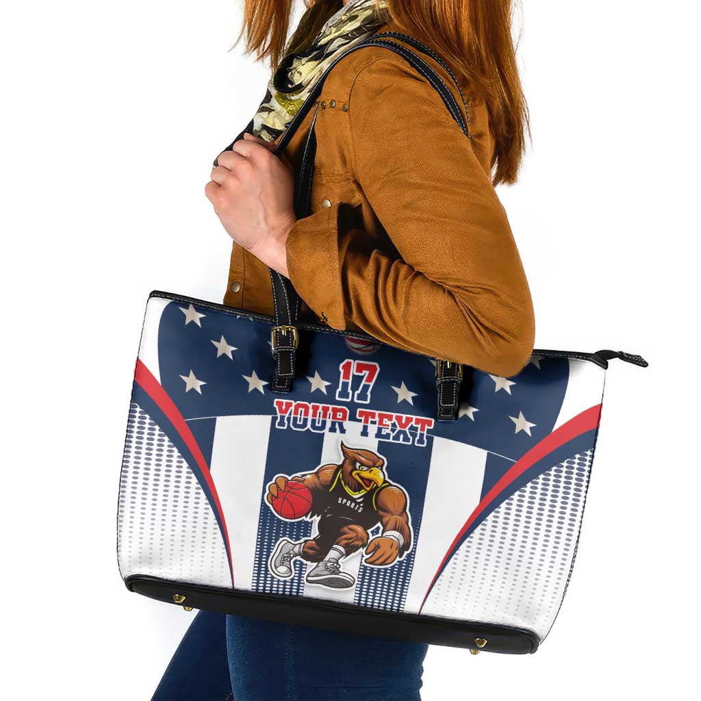 Custom United States Basketball Leather Tote Bag USA Eagle Mascot Style