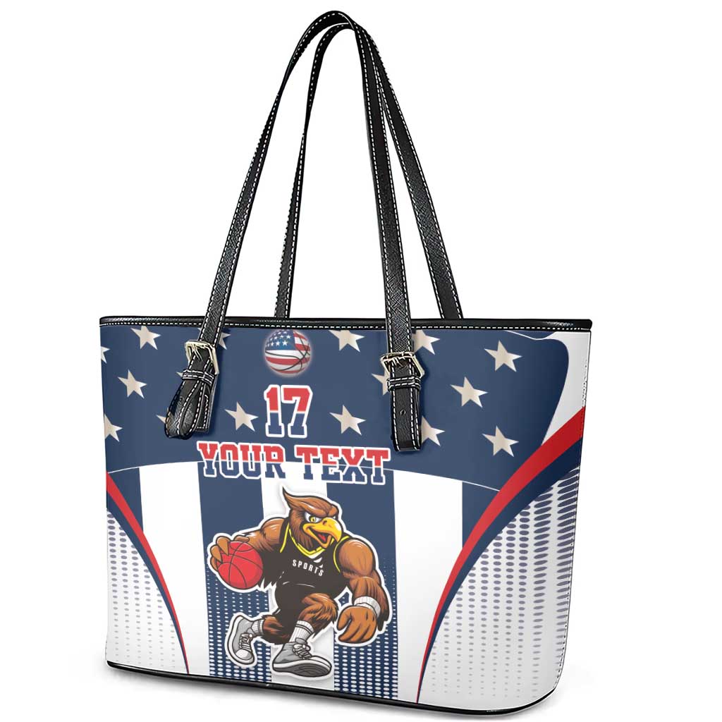 Custom United States Basketball Leather Tote Bag USA Eagle Mascot Style