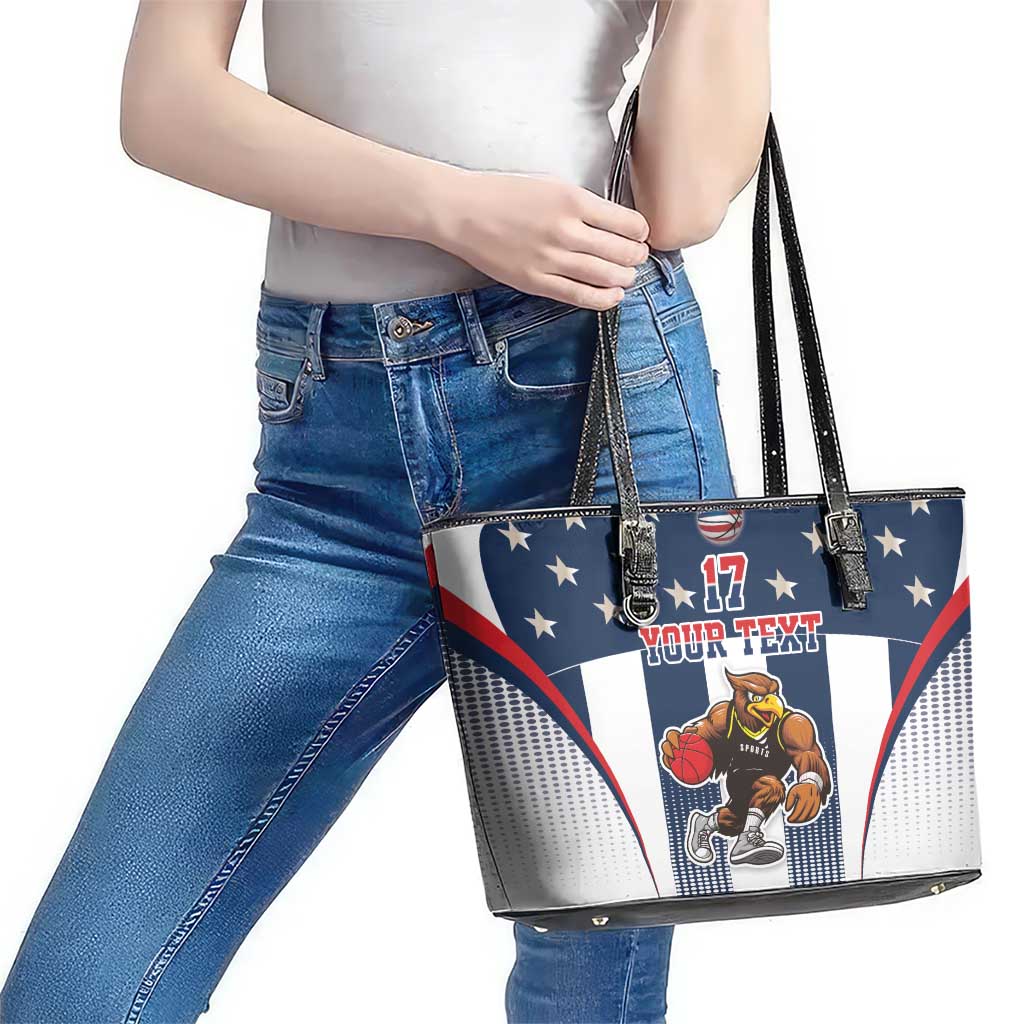 Custom United States Basketball Leather Tote Bag USA Eagle Mascot Style