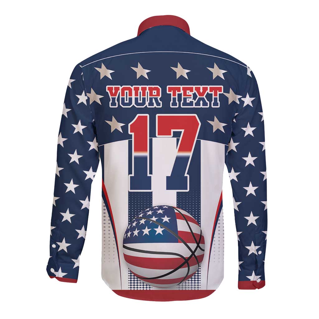 Custom United States Basketball Long Sleeve Button Shirt USA Eagle Mascot Style