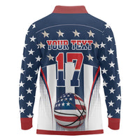 Custom United States Basketball Long Sleeve Polo Shirt USA Eagle Mascot Style