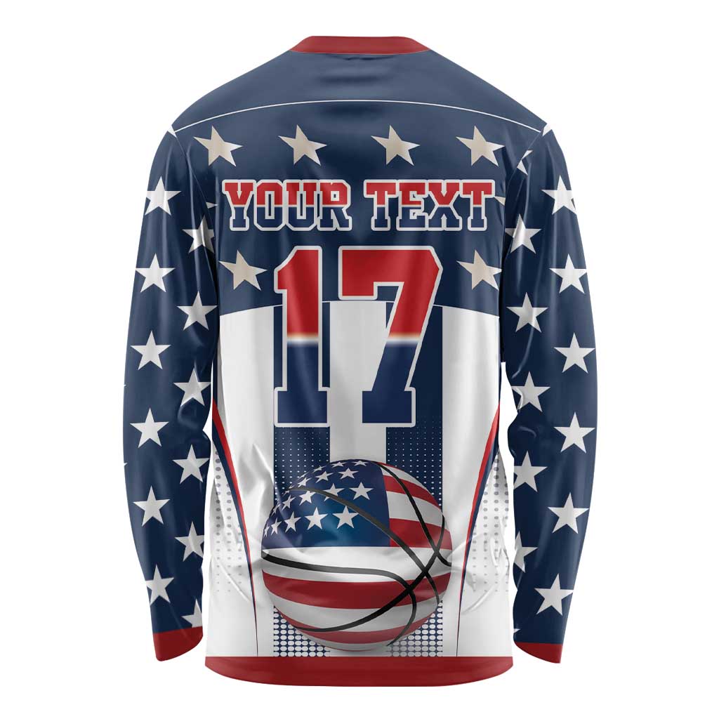 Custom United States Basketball Long Sleeve Shirt USA Eagle Mascot Style