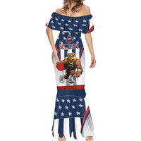 Custom United States Basketball Mermaid Dress USA Eagle Mascot Style