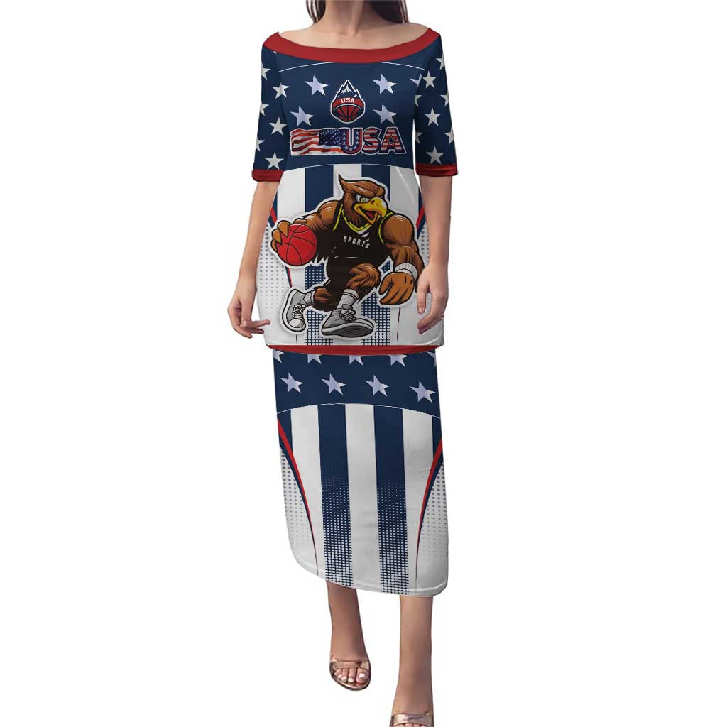 Custom United States Basketball Puletasi USA Eagle Mascot Style