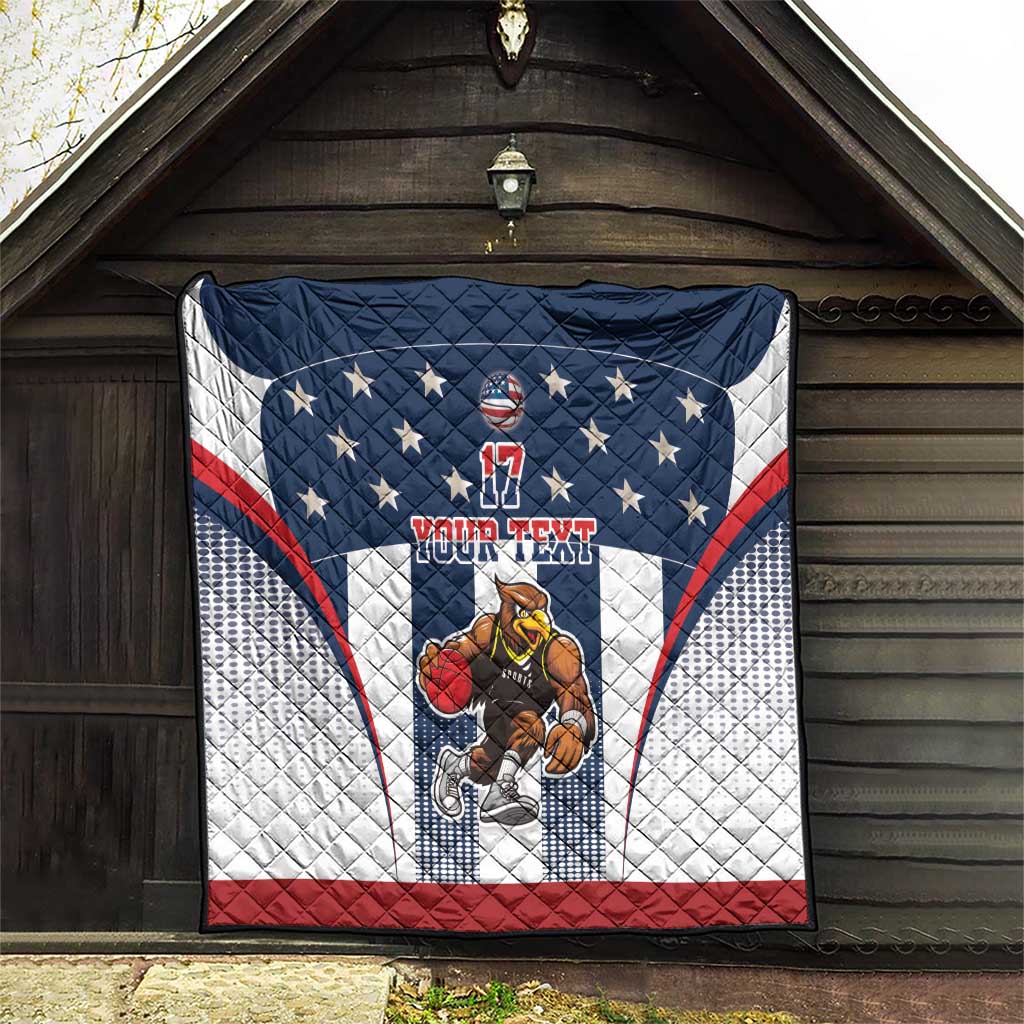 Custom United States Basketball Quilt USA Eagle Mascot Style