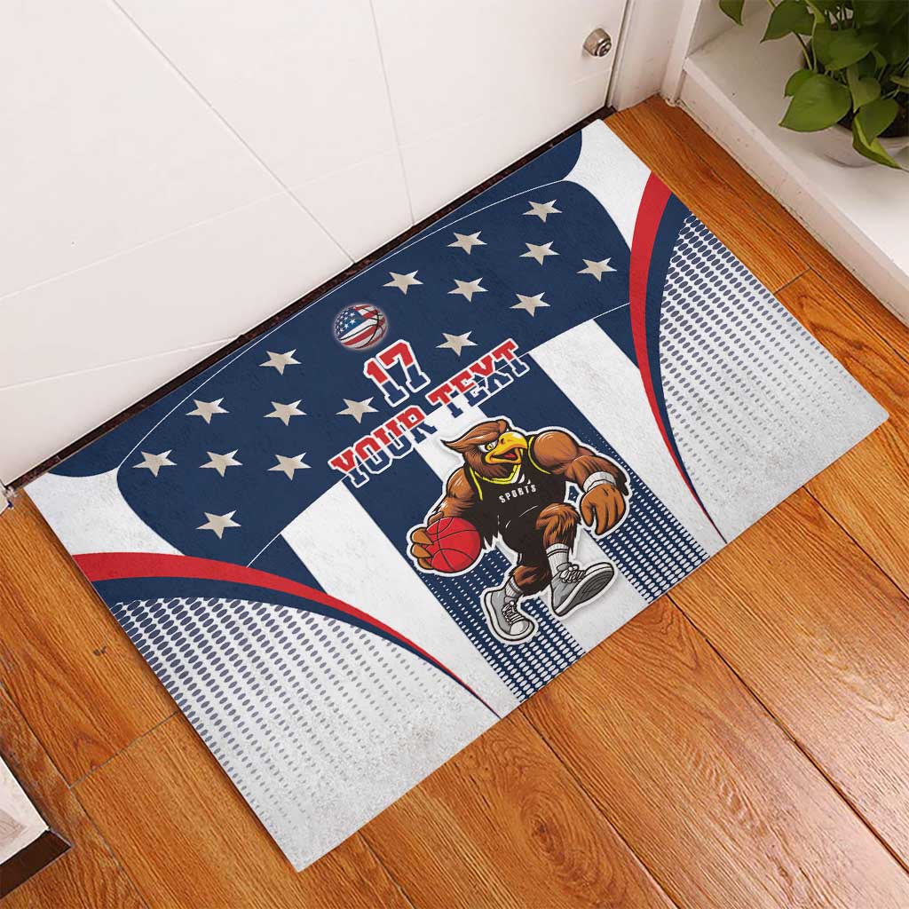 Custom United States Basketball Rubber Doormat USA Eagle Mascot Style