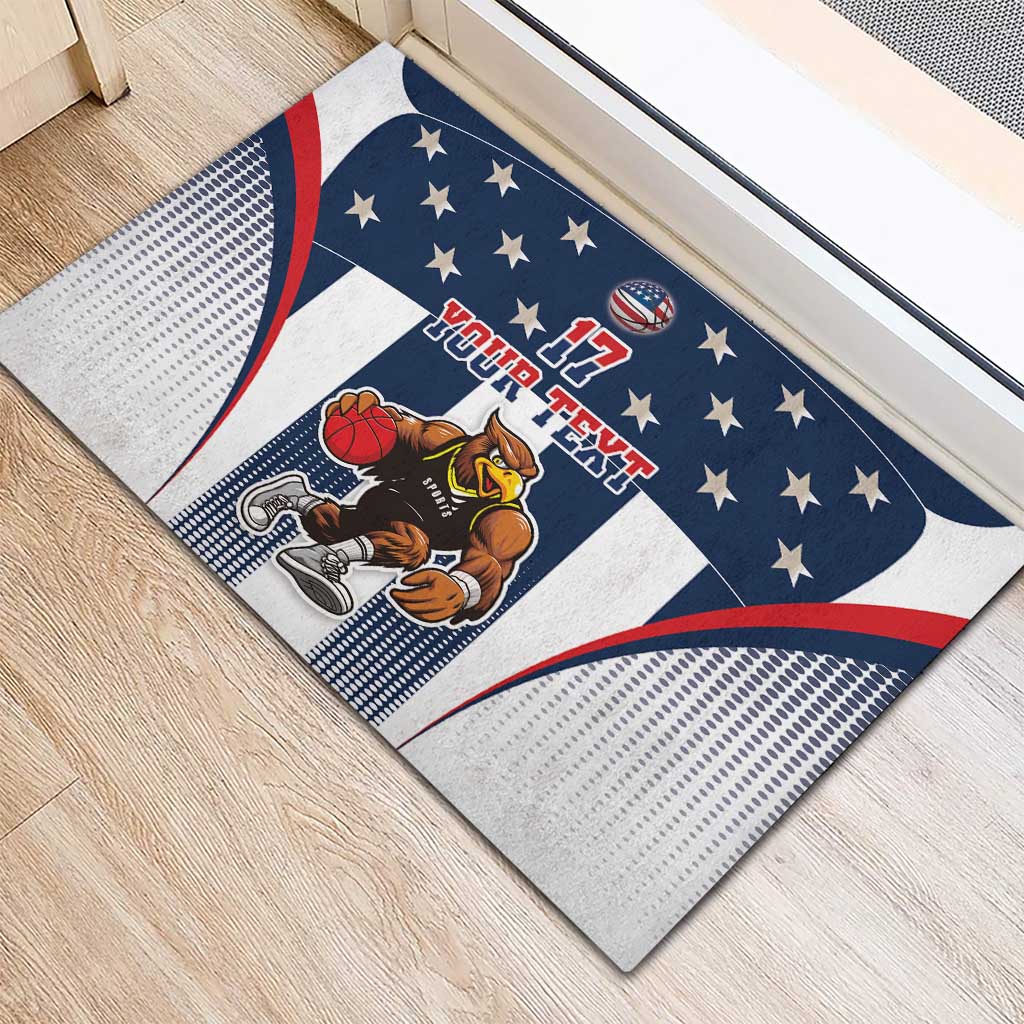 Custom United States Basketball Rubber Doormat USA Eagle Mascot Style