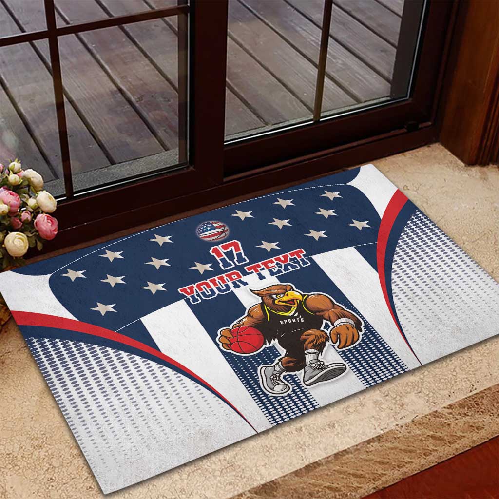 Custom United States Basketball Rubber Doormat USA Eagle Mascot Style