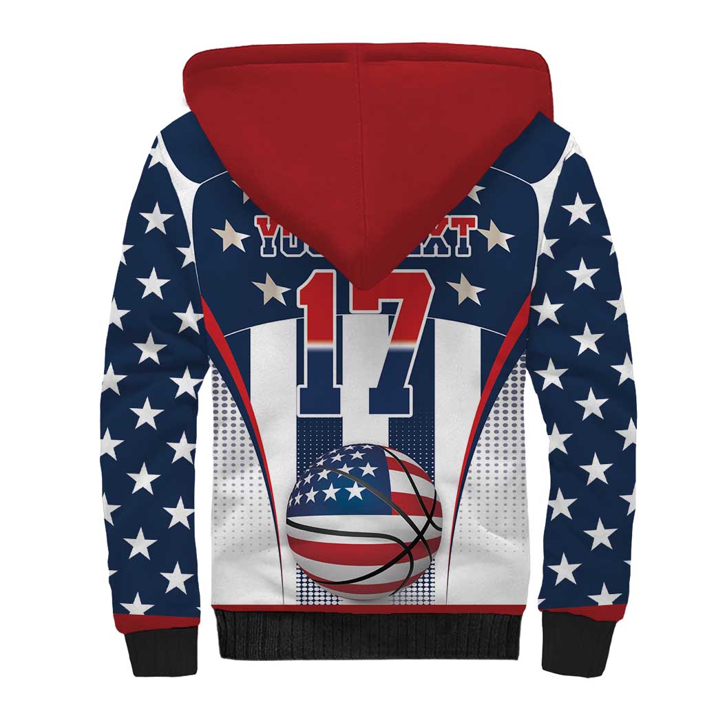 Custom United States Basketball Sherpa Hoodie USA Eagle Mascot Style
