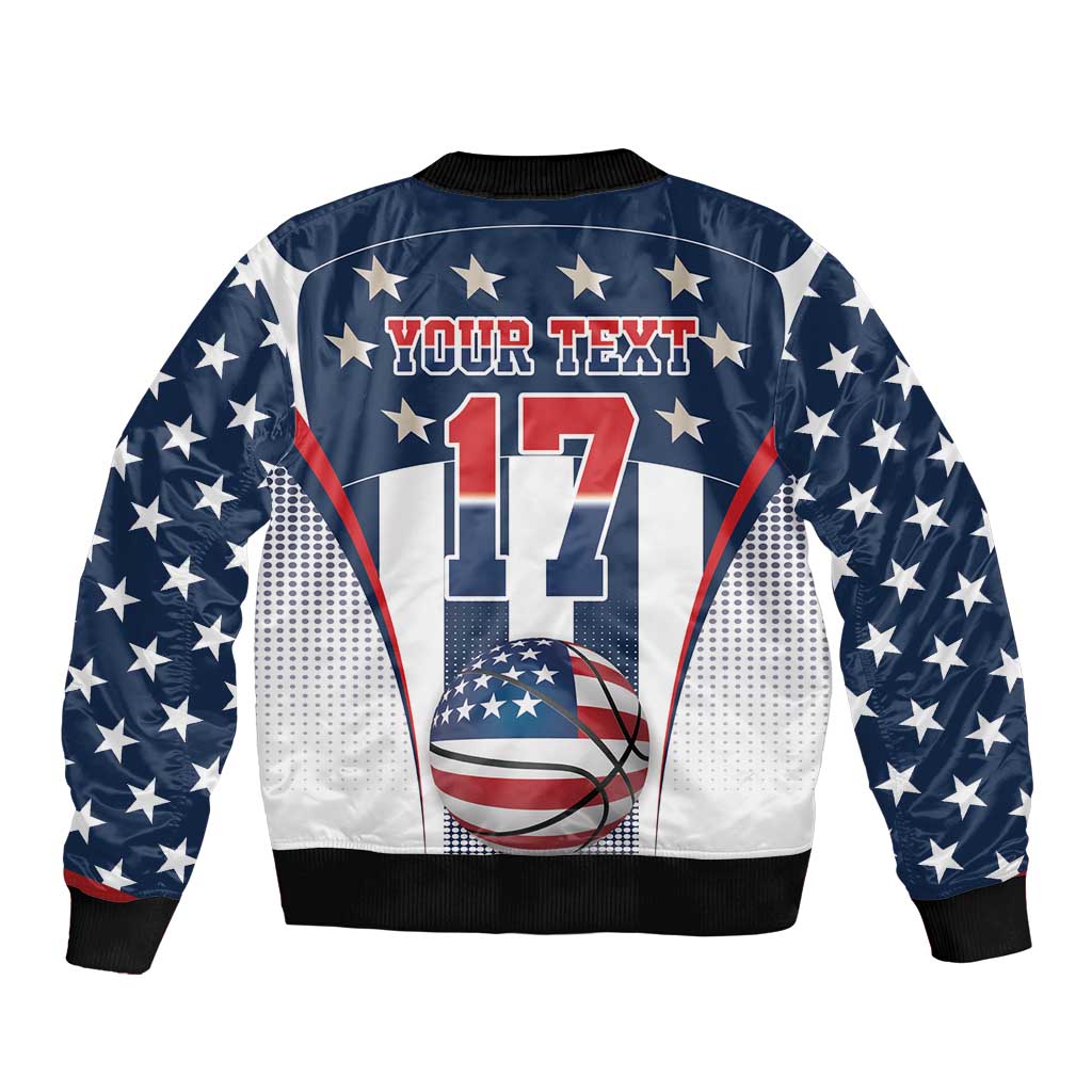Custom United States Basketball Sleeve Zip Bomber Jacket USA Eagle Mascot Style