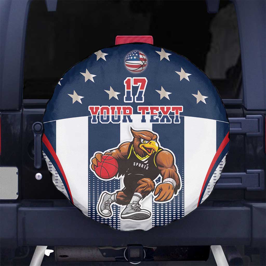 Custom United States Basketball Spare Tire Cover USA Eagle Mascot Style