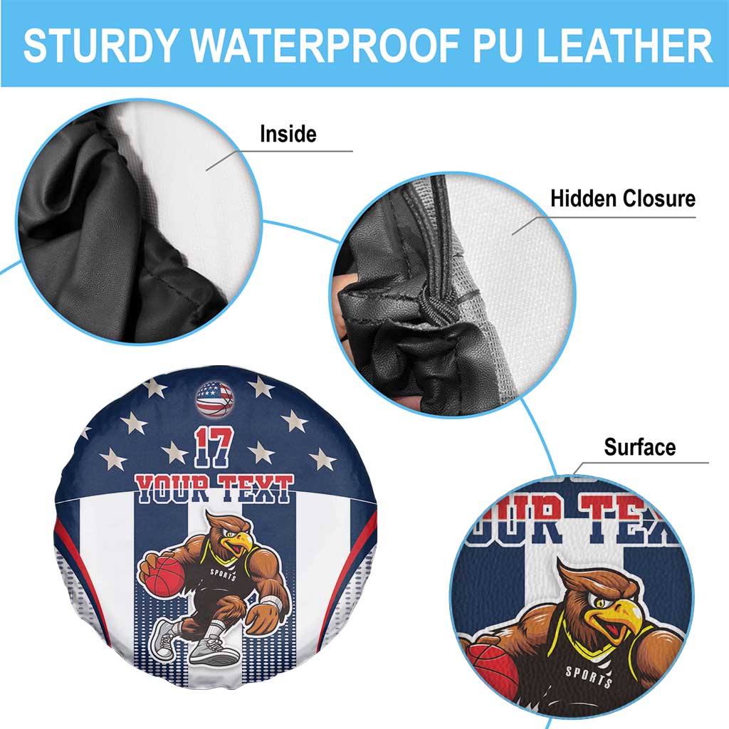Custom United States Basketball Spare Tire Cover USA Eagle Mascot Style