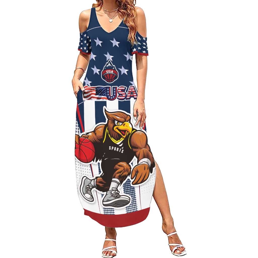 Custom United States Basketball Summer Maxi Dress USA Eagle Mascot Style