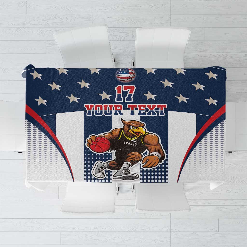 Custom United States Basketball Tablecloth USA Eagle Mascot Style
