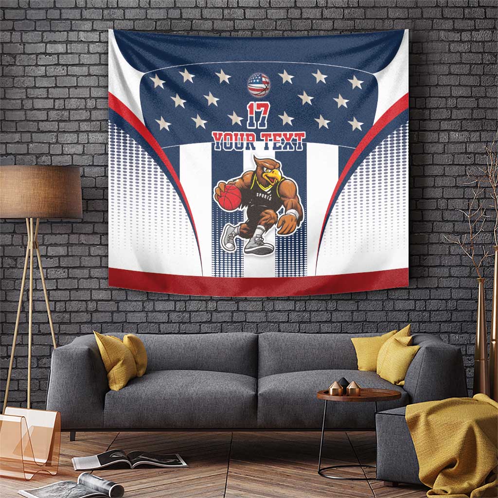 Custom United States Basketball Tapestry USA Eagle Mascot Style