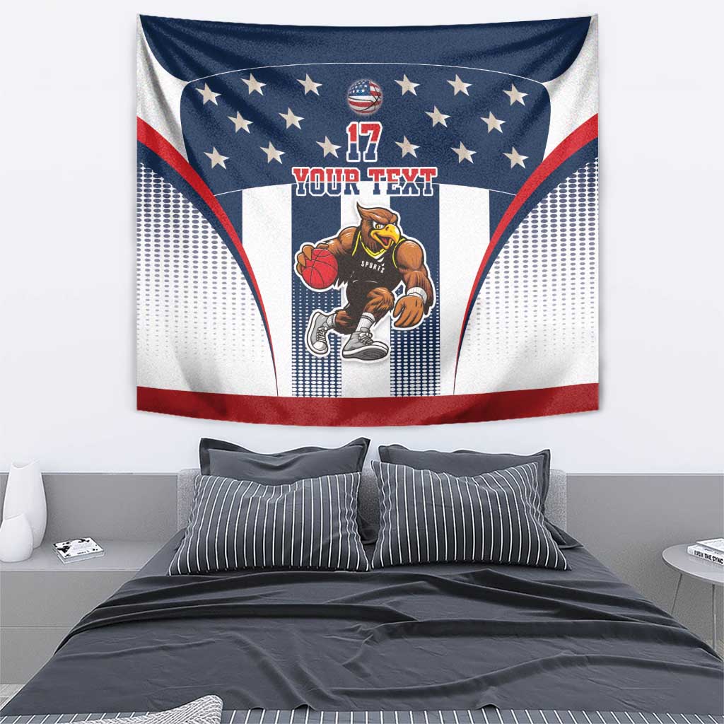 Custom United States Basketball Tapestry USA Eagle Mascot Style