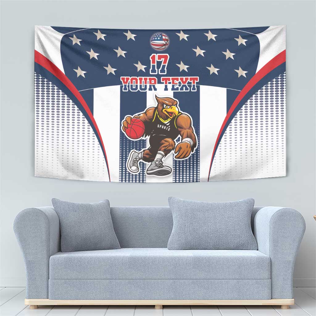 Custom United States Basketball Tapestry USA Eagle Mascot Style