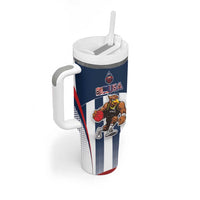 Custom United States Basketball Tumbler With Handle USA Eagle Mascot Style