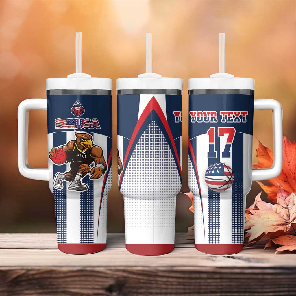 Custom United States Basketball Tumbler With Handle USA Eagle Mascot Style