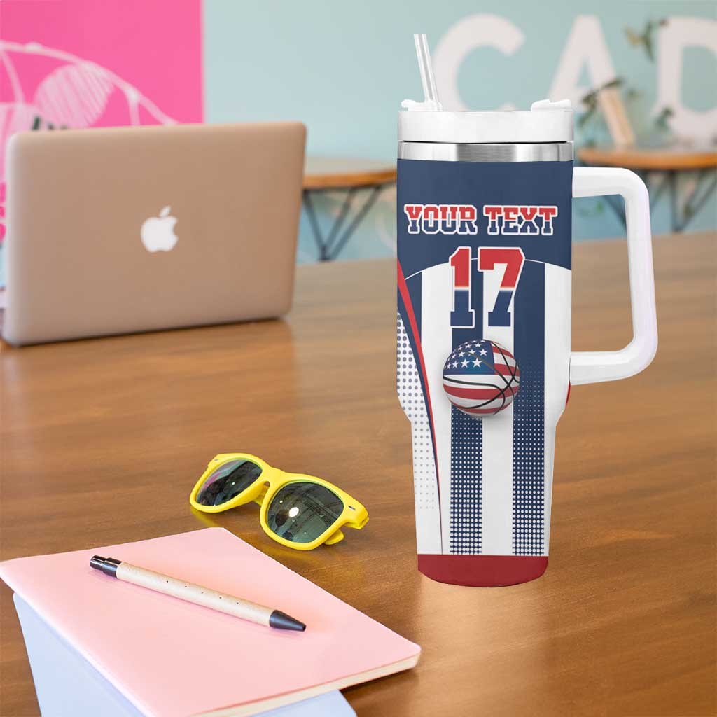 Custom United States Basketball Tumbler With Handle USA Eagle Mascot Style
