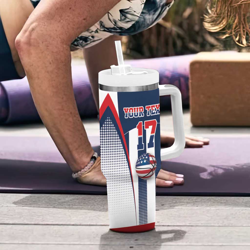 Custom United States Basketball Tumbler With Handle USA Eagle Mascot Style