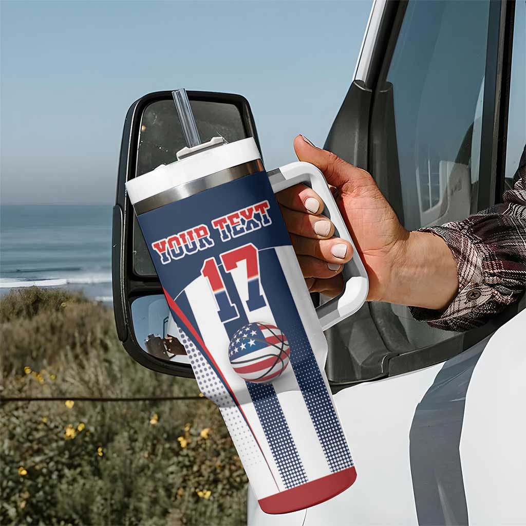 Custom United States Basketball Tumbler With Handle USA Eagle Mascot Style