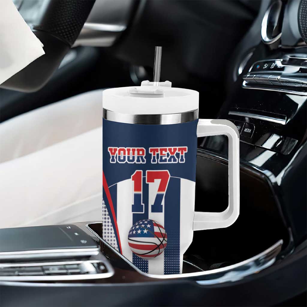 Custom United States Basketball Tumbler With Handle USA Eagle Mascot Style