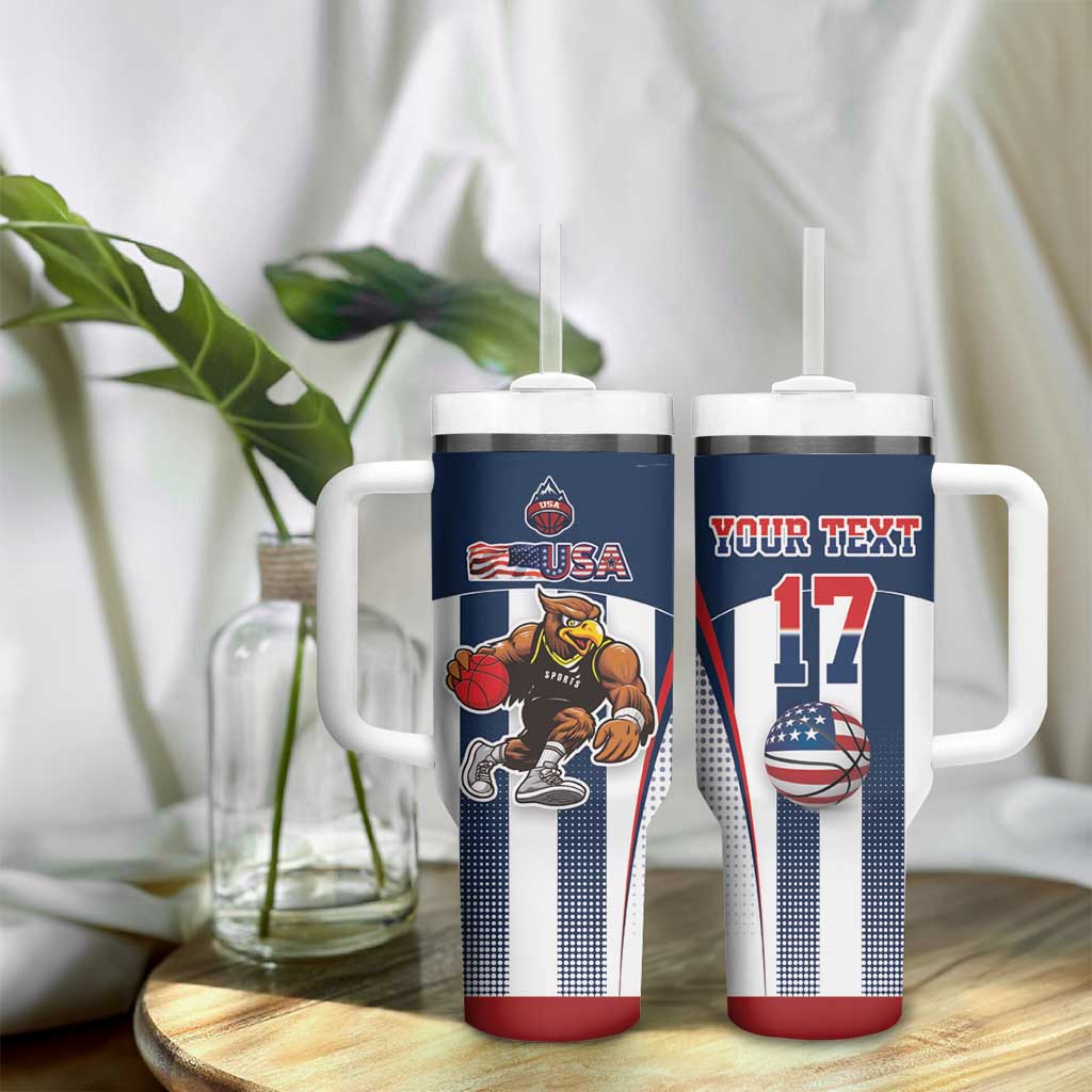 Custom United States Basketball Tumbler With Handle USA Eagle Mascot Style
