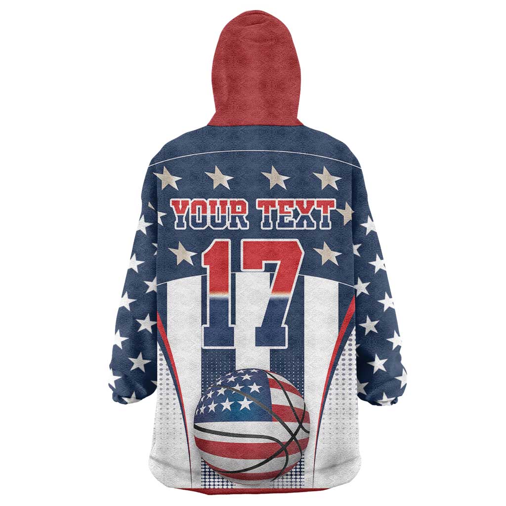 Custom United States Basketball Wearable Blanket Hoodie USA Eagle Mascot Style