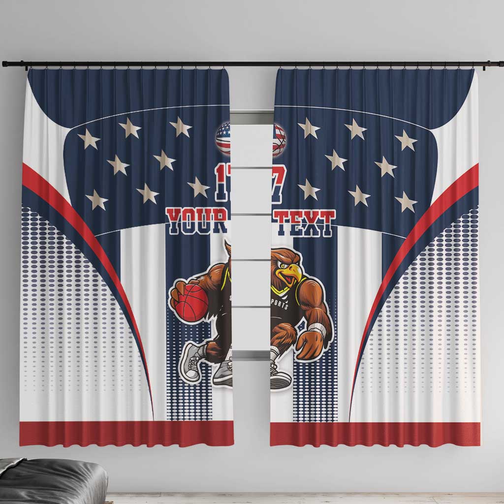 Custom United States Basketball Window Curtain USA Eagle Mascot Style