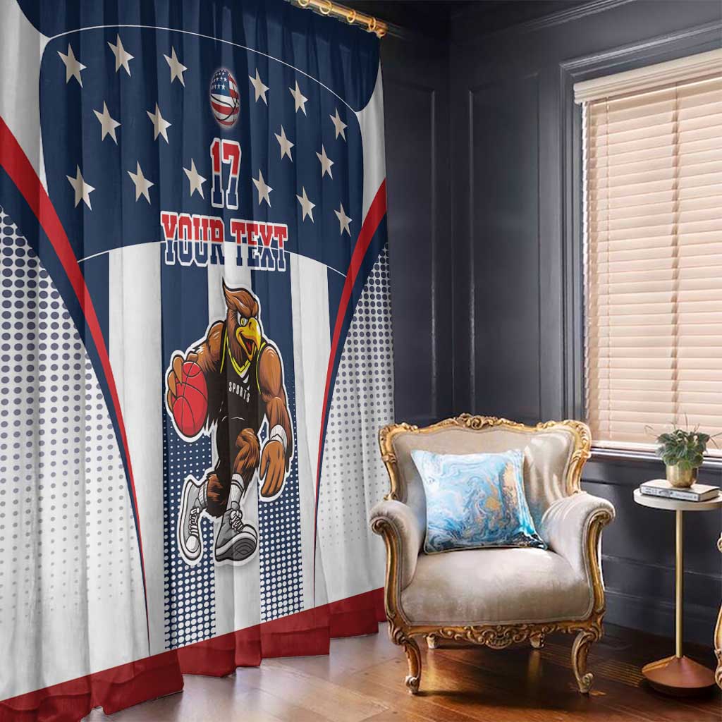 Custom United States Basketball Window Curtain USA Eagle Mascot Style