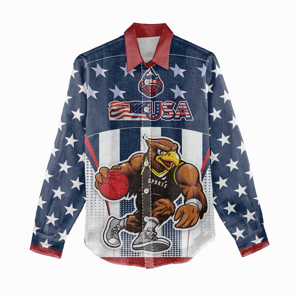 Custom United States Basketball Women Casual Shirt USA Eagle Mascot Style
