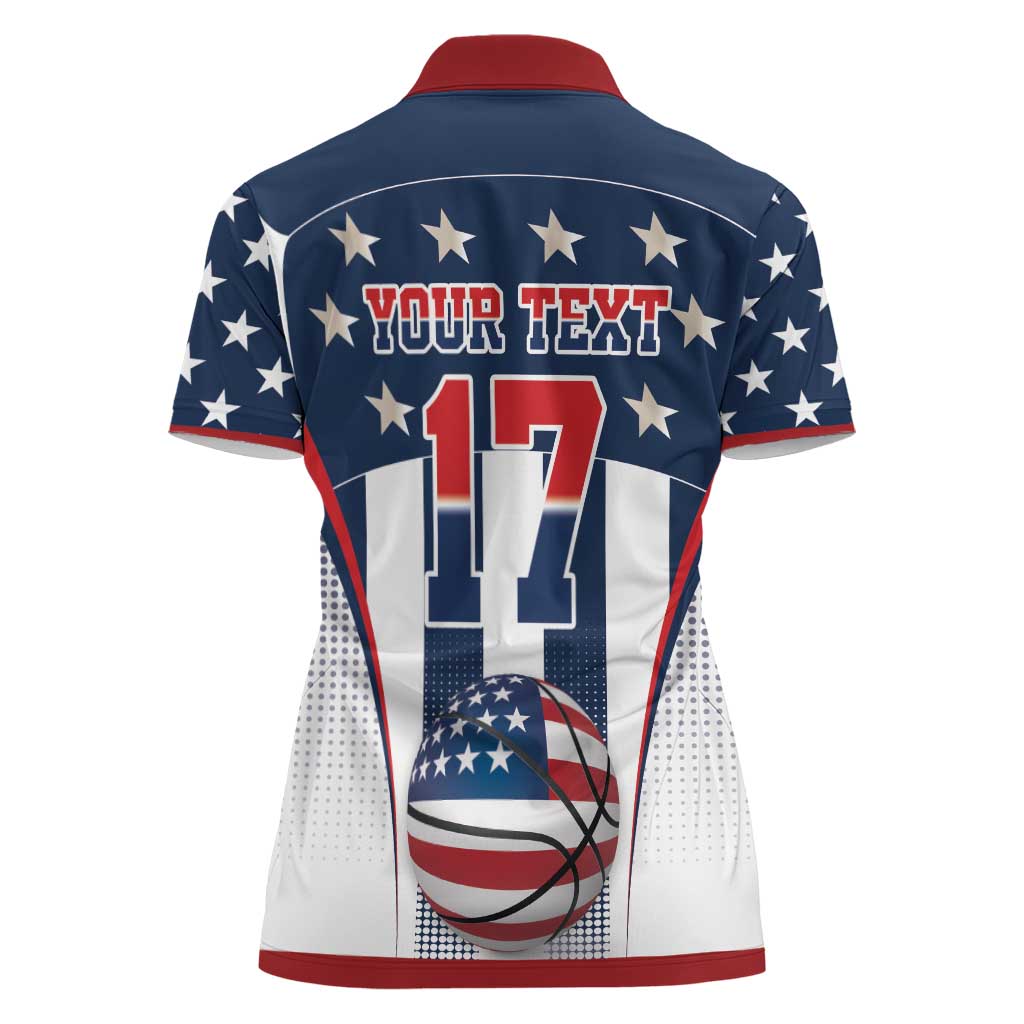 Custom United States Basketball Women Polo Shirt USA Eagle Mascot Style