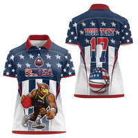Custom United States Basketball Women Polo Shirt USA Eagle Mascot Style