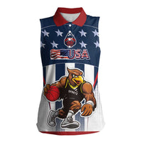 Custom United States Basketball Women Sleeveless Polo Shirt USA Eagle Mascot Style