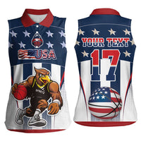 Custom United States Basketball Women Sleeveless Polo Shirt USA Eagle Mascot Style