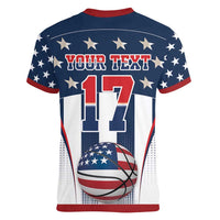 Custom United States Basketball Women V-Neck T-Shirt USA Eagle Mascot Style