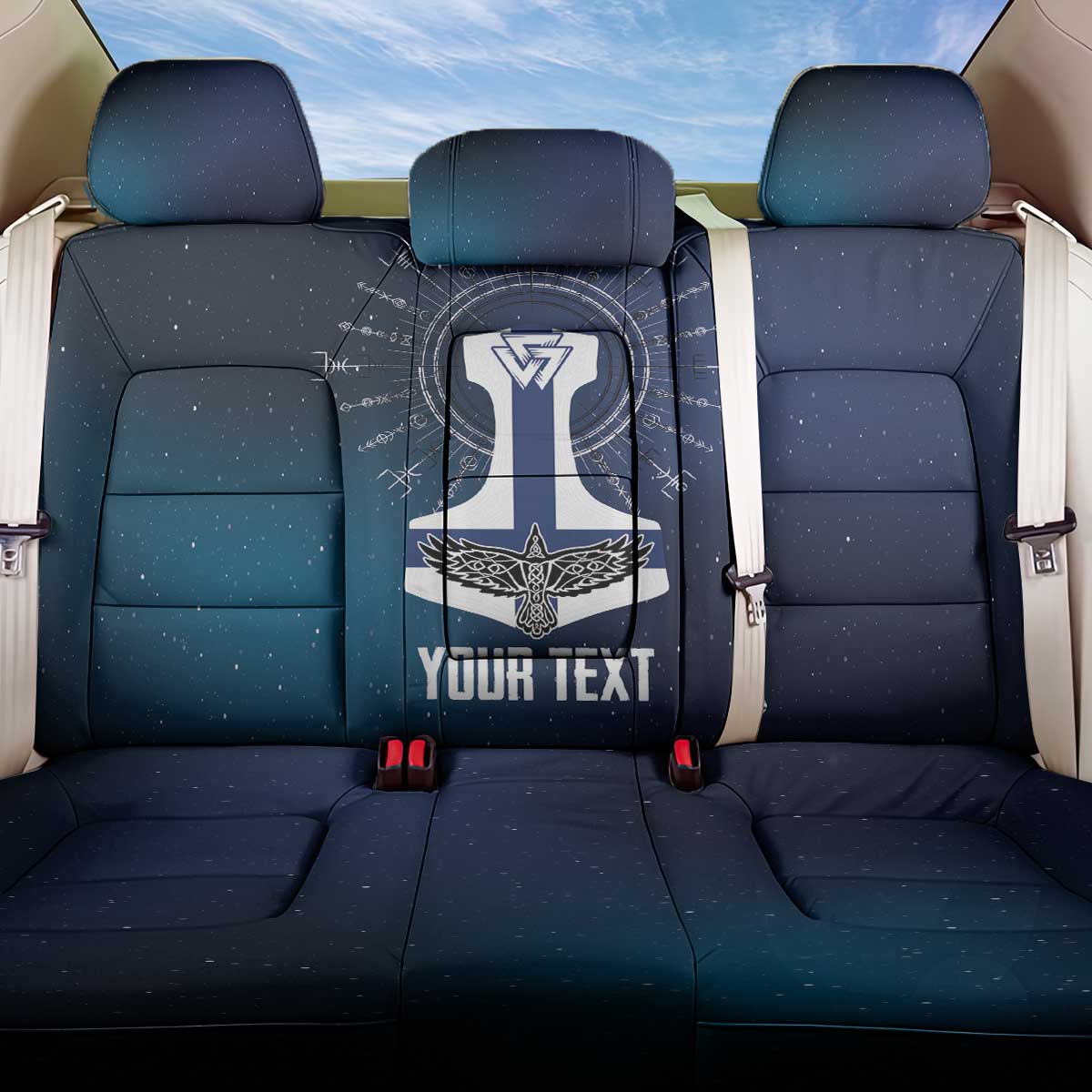 Personalized Finland Drakkar Vikings Back Car Seat Cover Suomi Flag Viking Thor Runes